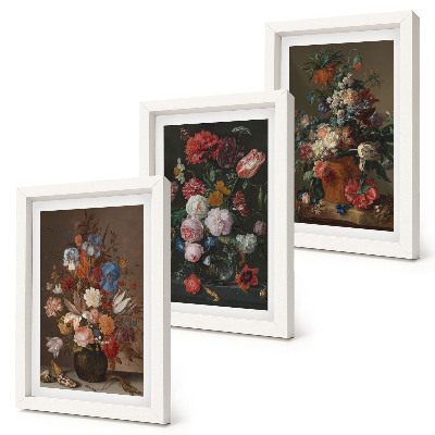 Mur de cadres Fleurs en vases, diverses compositions végétales vintage