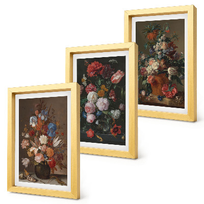 Mur de cadres Fleurs en vases, diverses compositions végétales vintage