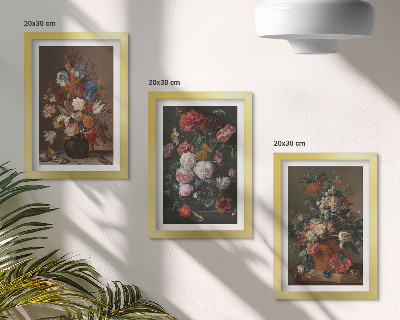 Mur de cadres Fleurs en vases, diverses compositions végétales vintage