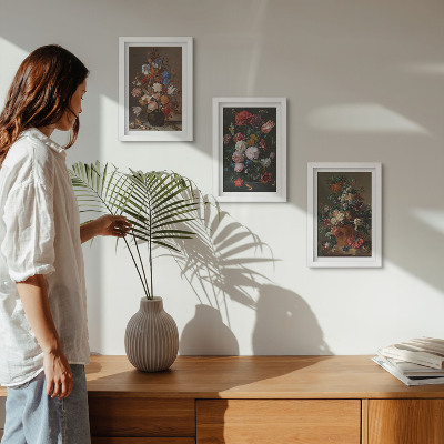 Mur de cadres Fleurs en vases, diverses compositions végétales vintage
