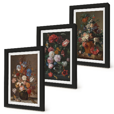Mur de cadres Fleurs en vases, diverses compositions végétales vintage
