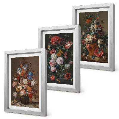 Mur de cadres Fleurs en vases, diverses compositions végétales vintage