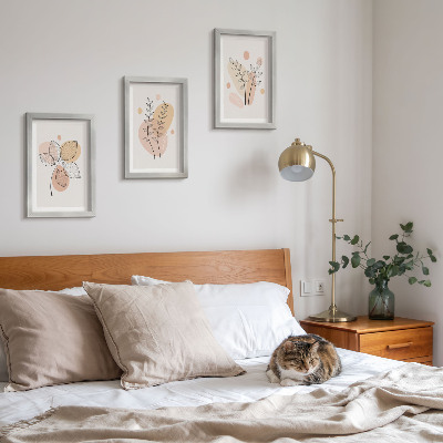 Lot de 3 tableaux Dessins minimalistes de plantes aux couleurs pastel