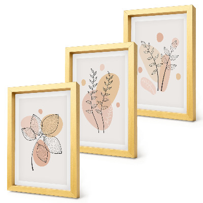 Lot de 3 tableaux Dessins minimalistes de plantes aux couleurs pastel