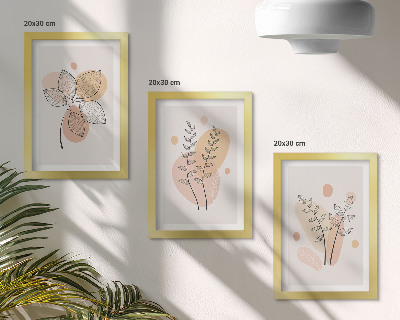 Lot de 3 tableaux Dessins minimalistes de plantes aux couleurs pastel