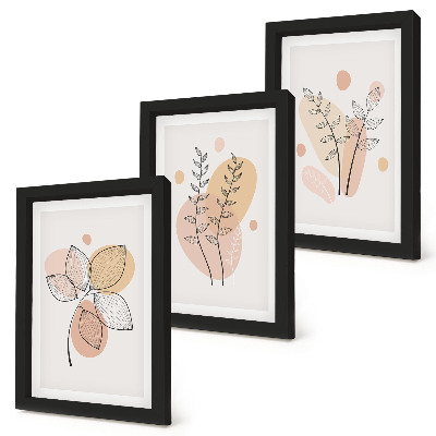 Lot de 3 tableaux Dessins minimalistes de plantes aux couleurs pastel