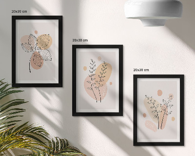 Lot de 3 tableaux Dessins minimalistes de plantes aux couleurs pastel