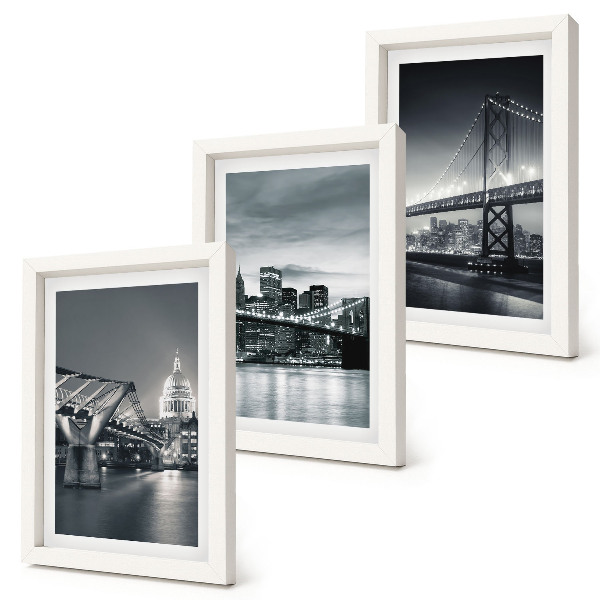 Ensemble de 3 tableaux Ponts et architecture urbaine en nuances de gris