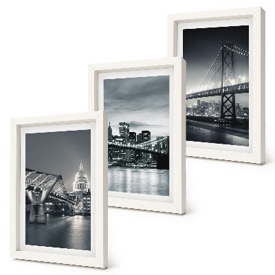 Ensemble de 3 tableaux Ponts et architecture urbaine en nuances de gris