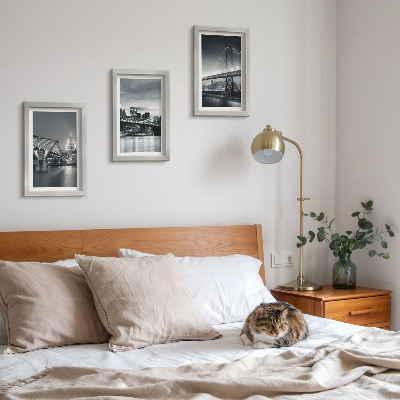 Ensemble de 3 tableaux Ponts et architecture urbaine en nuances de gris