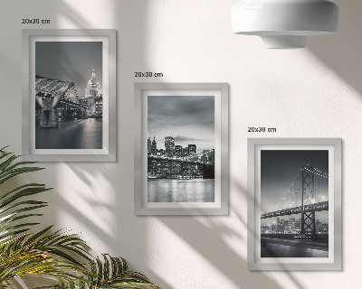 Ensemble de 3 tableaux Ponts et architecture urbaine en nuances de gris