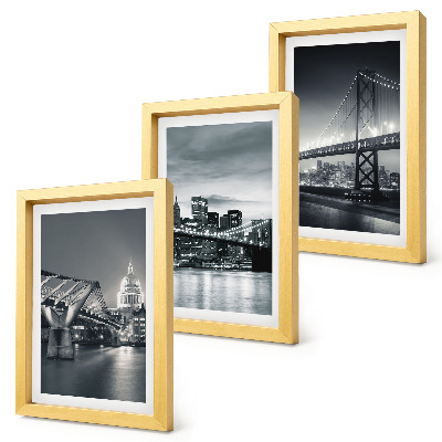 Ensemble de 3 tableaux Ponts et architecture urbaine en nuances de gris