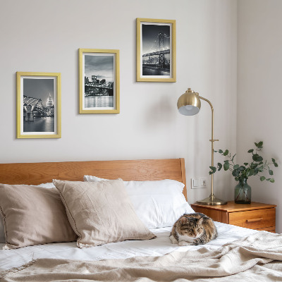 Ensemble de 3 tableaux Ponts et architecture urbaine en nuances de gris