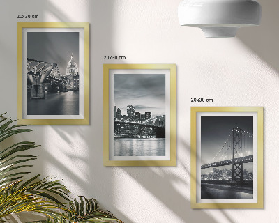 Ensemble de 3 tableaux Ponts et architecture urbaine en nuances de gris