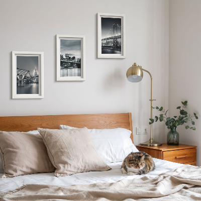 Ensemble de 3 tableaux Ponts et architecture urbaine en nuances de gris