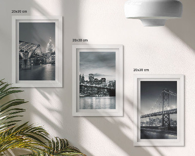 Ensemble de 3 tableaux Ponts et architecture urbaine en nuances de gris