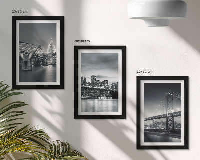Ensemble de 3 tableaux Ponts et architecture urbaine en nuances de gris