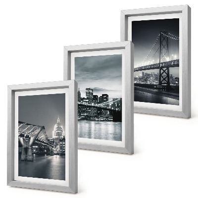 Ensemble de 3 tableaux Ponts et architecture urbaine en nuances de gris