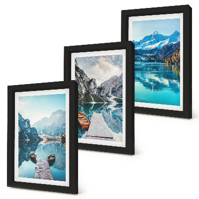 Mur de cadres Lacs de montagne avec des bateaux et des reflets dans l'eau