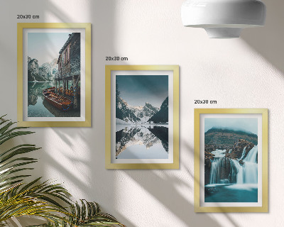 Lot de 3 tableaux Paysages de montagne avec une cascade et un lac