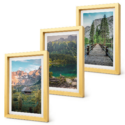 Mur de cadres Paysages de montagne avec un lac et un quai en bois