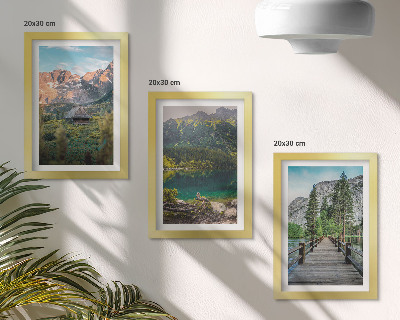 Mur de cadres Paysages de montagne avec un lac et un quai en bois
