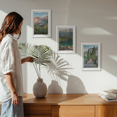 Mur de cadres Paysages de montagne avec un lac et un quai en bois