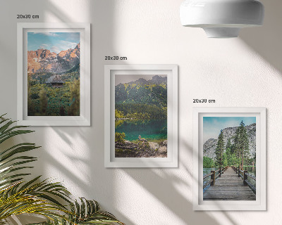 Mur de cadres Paysages de montagne avec un lac et un quai en bois