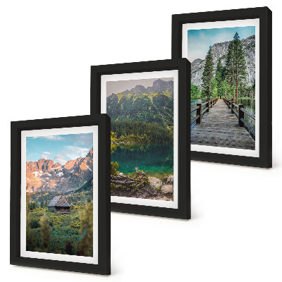 Mur de cadres Paysages de montagne avec un lac et un quai en bois