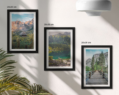 Mur de cadres Paysages de montagne avec un lac et un quai en bois