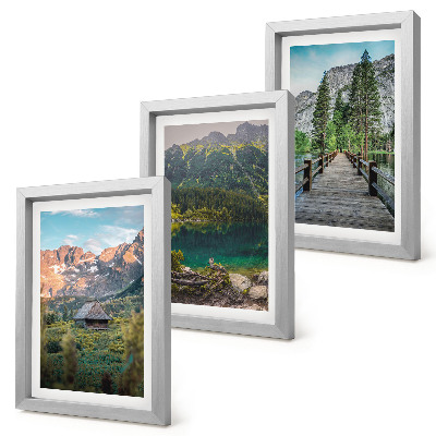 Mur de cadres Paysages de montagne avec un lac et un quai en bois