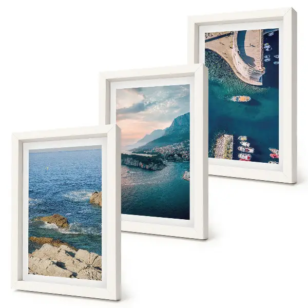 Tableaux Vues sur la mer avec falaises et ports de montagne lot de 3