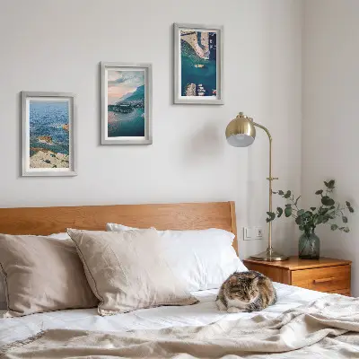 Tableaux Vues sur la mer avec falaises et ports de montagne lot de 3
