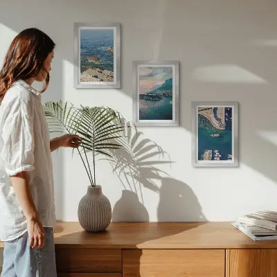 Tableaux Vues sur la mer avec falaises et ports de montagne lot de 3