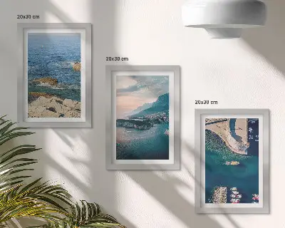 Tableaux Vues sur la mer avec falaises et ports de montagne lot de 3