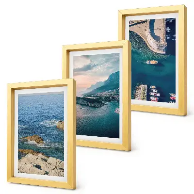 Tableaux Vues sur la mer avec falaises et ports de montagne lot de 3