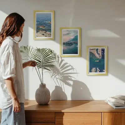 Tableaux Vues sur la mer avec falaises et ports de montagne lot de 3