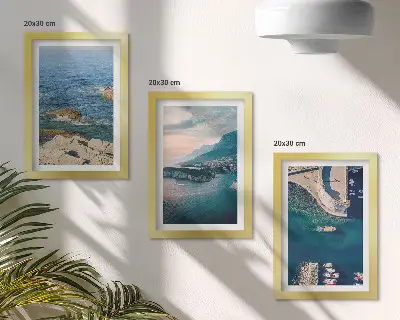 Tableaux Vues sur la mer avec falaises et ports de montagne lot de 3