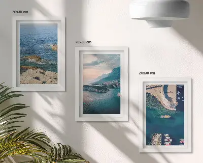 Tableaux Vues sur la mer avec falaises et ports de montagne lot de 3