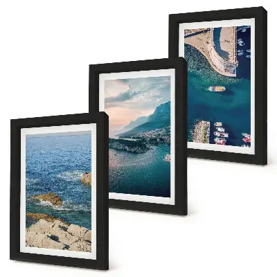 Tableaux Vues sur la mer avec falaises et ports de montagne lot de 3