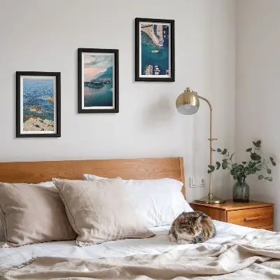 Tableaux Vues sur la mer avec falaises et ports de montagne lot de 3