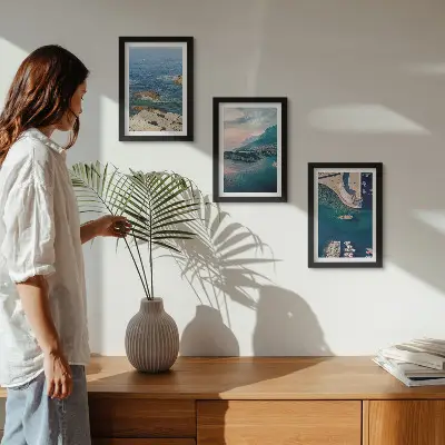 Tableaux Vues sur la mer avec falaises et ports de montagne lot de 3