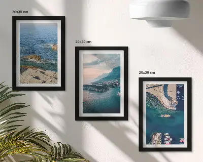 Tableaux Vues sur la mer avec falaises et ports de montagne lot de 3