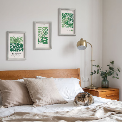 Lot de 3 tableaux Un ensemble de feuilles vertes et de plantes de formes variées
