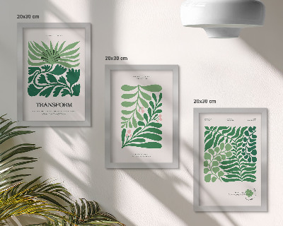 Lot de 3 tableaux Un ensemble de feuilles vertes et de plantes de formes variées