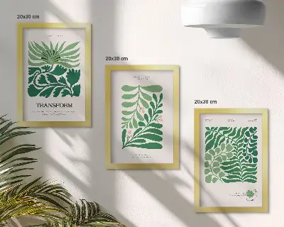 Lot de 3 tableaux ensemble de feuilles vertes et de plantes de formes variées