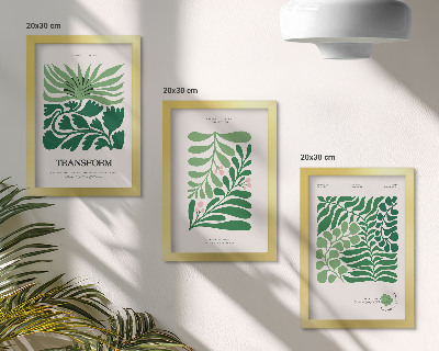 Lot de 3 tableaux Un ensemble de feuilles vertes et de plantes de formes variées