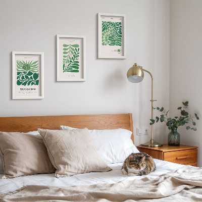 Lot de 3 tableaux Un ensemble de feuilles vertes et de plantes de formes variées