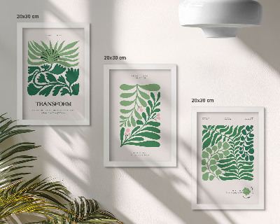 Lot de 3 tableaux Un ensemble de feuilles vertes et de plantes de formes variées