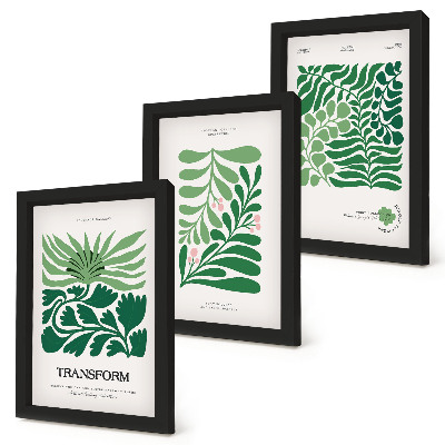 Lot de 3 tableaux Un ensemble de feuilles vertes et de plantes de formes variées